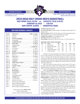 2015-2016 Holy Cross Men's Basketball