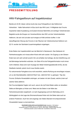 HNV-Fahrgastforum Auf Inspektionstour