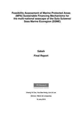 Feasibility Assessment of Marine Protected Areas (MPA) Sustainable