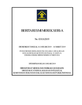 Berita Resmi Merek No. 03/I/A/2019