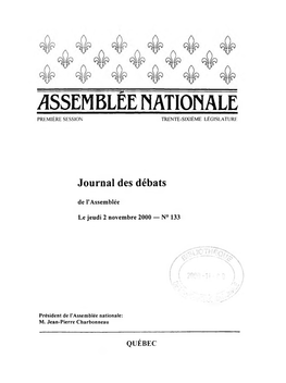 Assemblee Nationale Première Session Trente-Sixième Législature