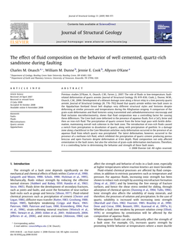 The Effect of Fluid Composition on the Behavior of Well Cemented, Quartz