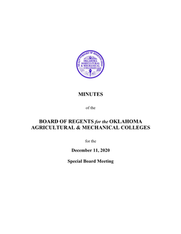 MINUTES BOARD of REGENTS for the OKLAHOMA AGRICULTURAL & MECHANICAL COLLEGES
