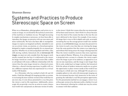 Systems and Practices to Produce Stereoscopic Space on Screen