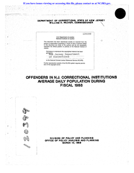 OFFENDERS in NJ CORRECTIONAL Institutions AVERAGE DAILY