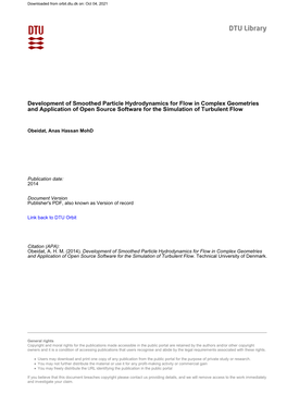 Development of Smoothed Particle Hydrodynamics for Flow in Complex Geometries and Application of Open Source Software for the Simulation of Turbulent Flow