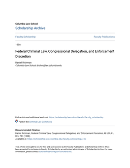 Federal Criminal Law, Congressional Delegation, and Enforcement Discretion