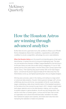 How the Houston Astros Are Winning Through Advanced Analytics