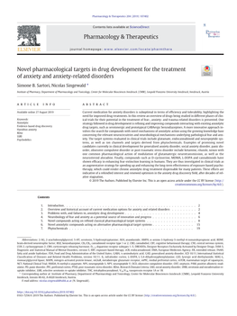 Novel Pharmacological Targets in Drug Development for the Treatment of Anxiety and Anxiety-Related Disorders