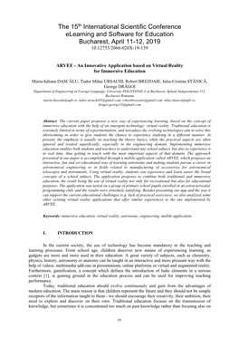 The 15Th International Scientific Conference Elearning and Software for Education Bucharest, April 11-12, 2019 10.12753/2066-026X-19-139