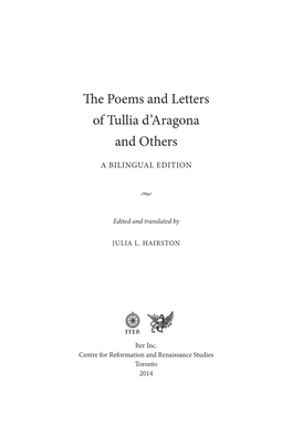 The Poems and Letters of Tullia D'aragona and Others