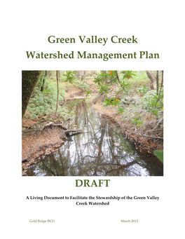 Green Valley Creek Watershed Management Plan DRAFT Phase 1 (Gold Ridge Resource Conservation District, 2010)