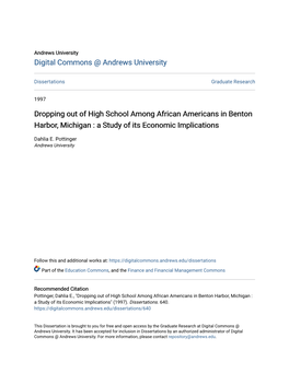 Dropping out of High School Among African Americans in Benton Harbor, Michigan : a Study of Its Economic Implications