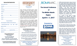 Sponsorship Registration BOMA of Central Pennsylvania Is Please to Host the 2017 BOMA Middle Atlantic Conference (MAC)