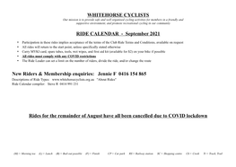 Public Rides Calendar September 2021