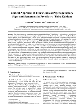 Critical Appraisal of Fish's Clinical Psychopathology Signs and Symptoms in Psychiatry (Third Edition)