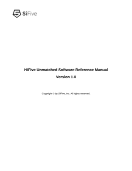 Hifive Unmatched SW Reference Manual