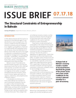 The Structural Constraints of Entrepreneurship in Bahrain