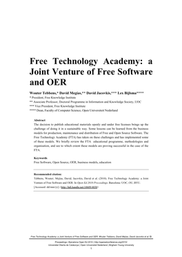 Free Technology Academy: a Joint Venture of Free Software and OER