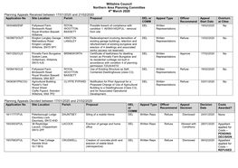 Wiltshire Council Northern Area Planning Committee 4Th March