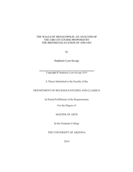 The Walls of Megalopolis: an Analysis of the Circuit Course Proposed by the British Excavation of 1890-1893