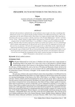 Inclusive Da'wah Methods in the Milineal