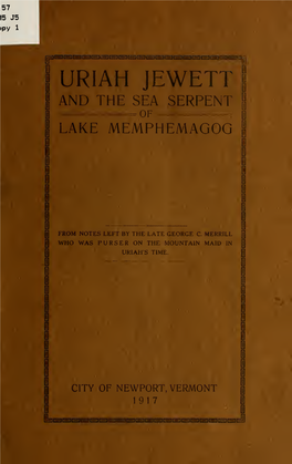 Uriah Jewett and the Sea Serpent of Lake Memphemagog;