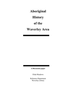 Aboriginal History of the Waverley Area