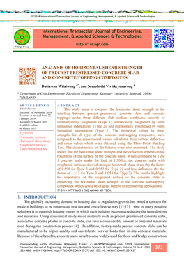 Analysis of Horizontal Shear Strength of Precast Prestressed Concrete Slab and Concrete Topping Composites