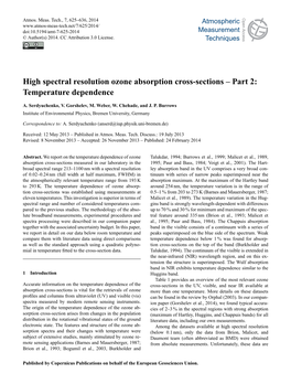 High Spectral Resolution Ozone Absorption Cross-Sections – Part 2: Temperature Dependence