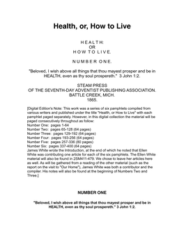 James White – Health, Or, How to Live.Pdf