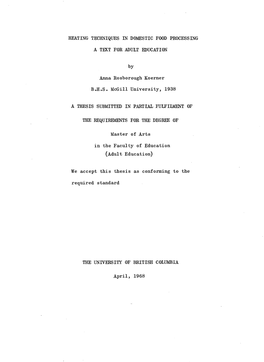Heating Techniques in Domestic Food Processing A