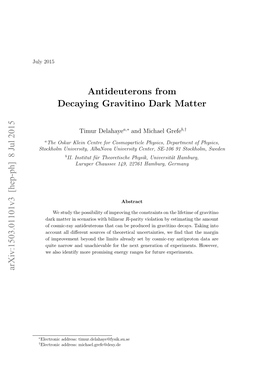 Antideuterons from Decaying Gravitino Dark Matter