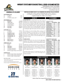 Wright State Men's Basketball 2020-21 Game Notes