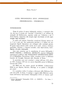 Guida Bibliografica Sugli Aporrhaidae