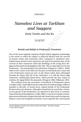 Nameless Lives at Tarkhan and Saqqara Early Tombs and the Ka