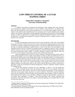 Low-Thrust Control of a Lunar Mapping Orbit