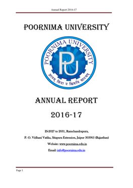Poornima University Annual Report 2016-17