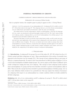 Arxiv:1705.02954V2 [Math.GR] 2 Sep 2017 If Rdtt Ee O Onn H Term the Sur Coining a for in Kegel Groups