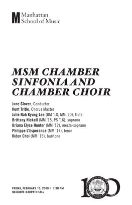 Msm Chamber Sinfonia and Chamber Choir