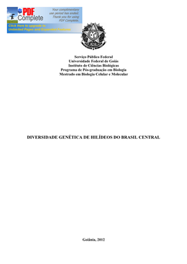 Diversidade Genética De Hilídeos Do Brasil Central