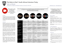 The Body in Pain*: South African Literature Today