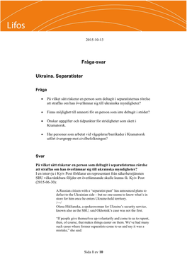 Fråga-Svar Ukraina. Separatister