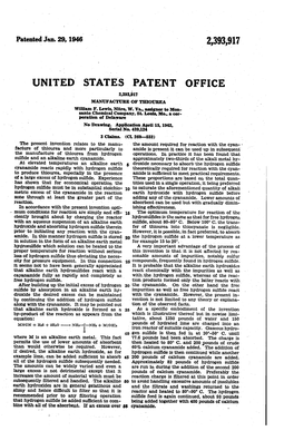 UNITED STATES PATENT Office MANUFACTURE of THIOUREA William F