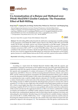 Co-Aromatization of N-Butane and Methanol Over Ptsnk-Mo/ZSM-5 Zeolite Catalysts: the Promotion Effect of Ball-Milling