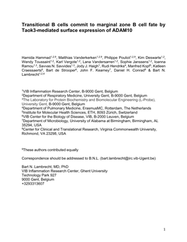 Transitional B Cells Commit to Marginal Zone B Cell Fate by Taok3-Mediated Surface Expression of ADAM10