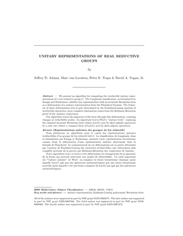UNITARY REPRESENTATIONS of REAL REDUCTIVE GROUPS By