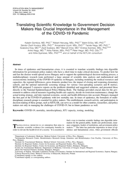Translating Scientific Knowledge to Government Decision Makers Has