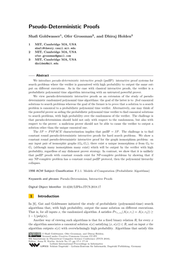 Pseudo-Deterministic Proofs