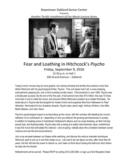 Fear and Loathing in Hitchcock's Psycho